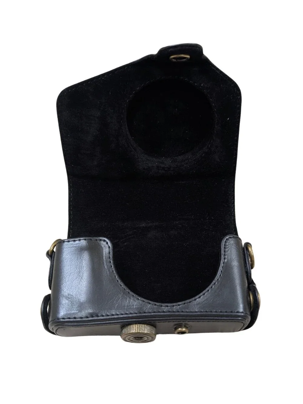 MegaGear Black Leather Camera Case Ever Ready Bag Strap